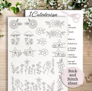 Flowers embroidery patterns stick and stitch for clothing